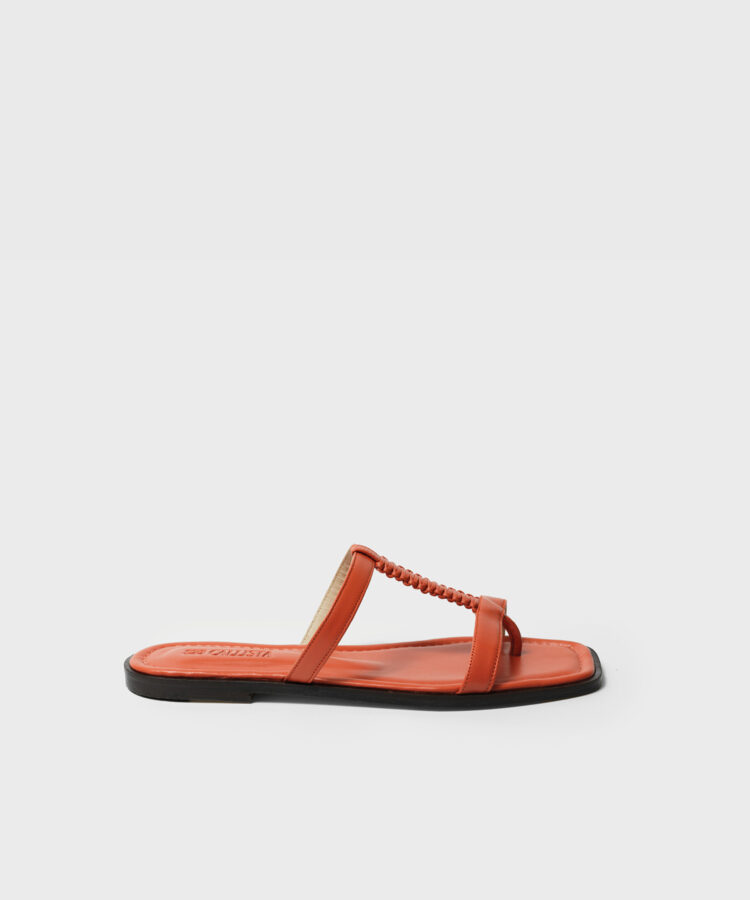 Capri Sandals in Orange Smooth Leather