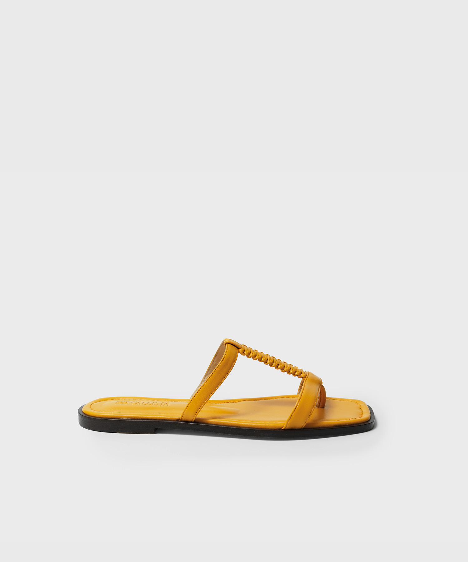 Capri Sandals in Yellow Smooth Leather - Callista