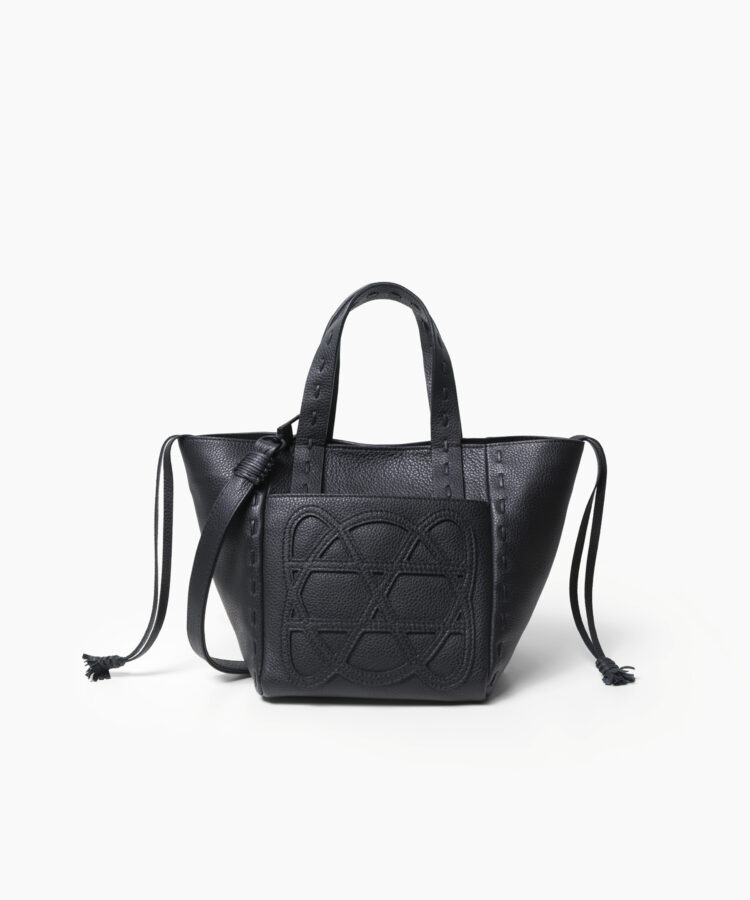 Mini Cleo Bag in Black Grained Leather