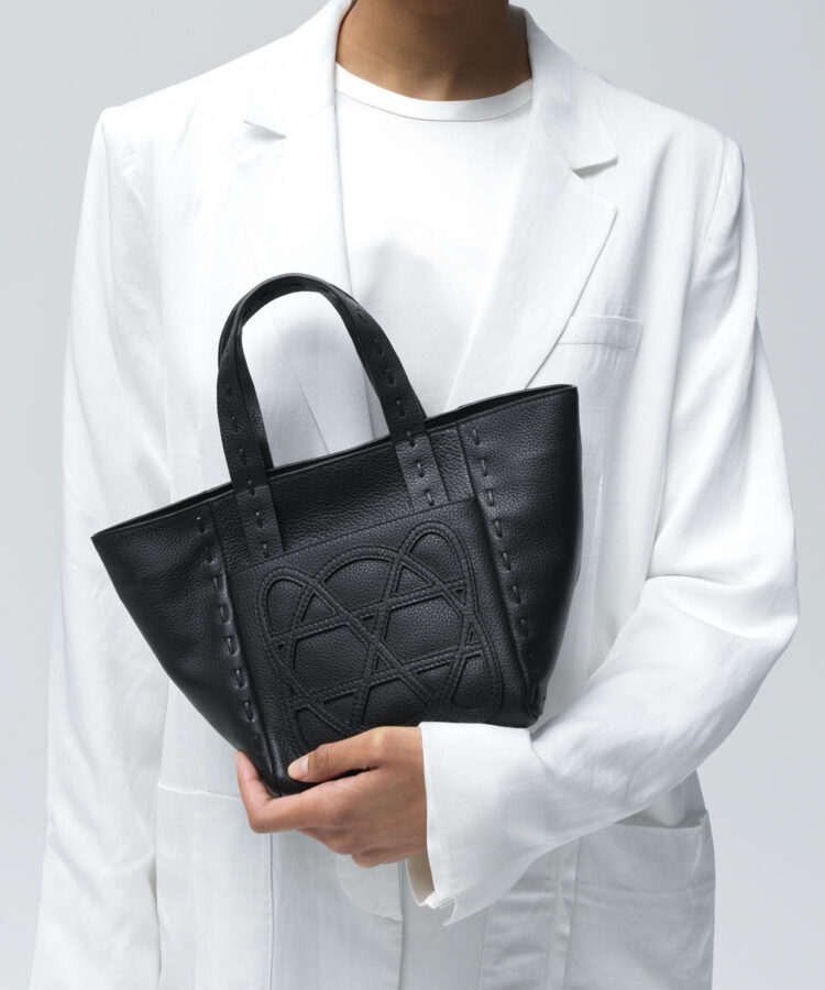 Mini Cleo Bag in Black Grained Leather