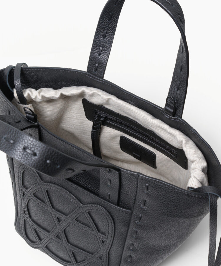 Mini Cleo Bag in Black Grained Leather