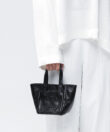Micro Cleo Bag in Black Smooth Leather