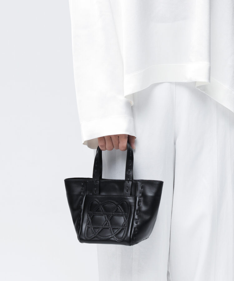 Micro Cleo Bag in Black Smooth Leather