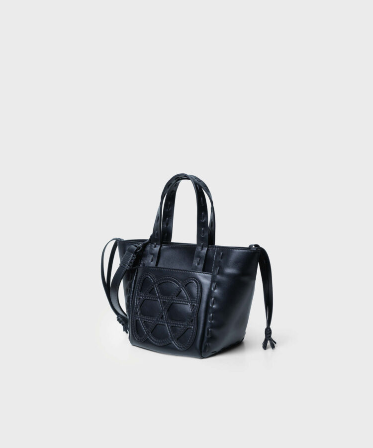 Micro Cleo Bag in Black Smooth Leather