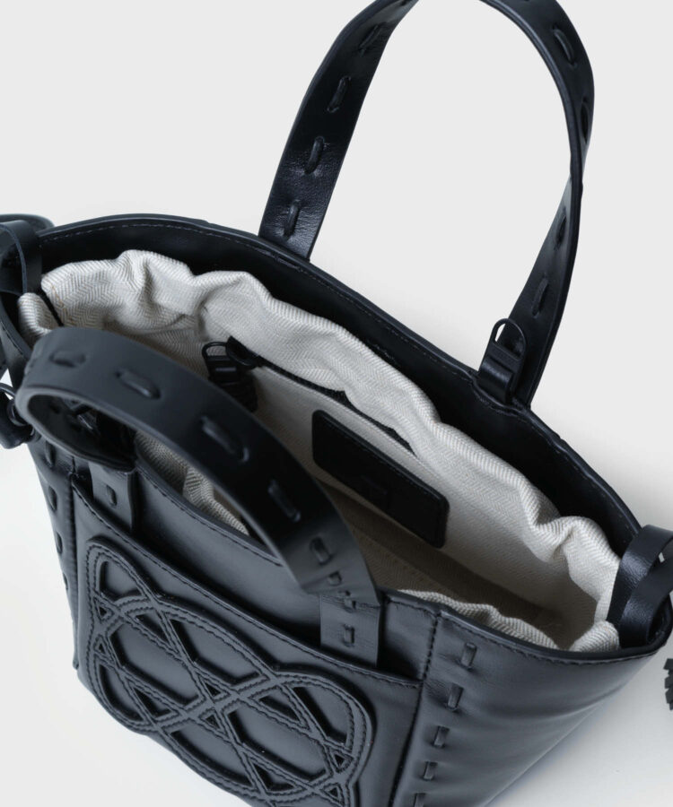 Micro Cleo Bag in Black Smooth Leather