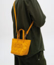 Micro Cleo Bag in Yellow Smooth Leather