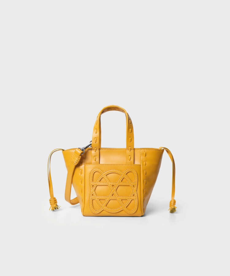Micro Cleo Bag in Yellow Smooth Leather