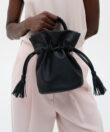 Athena Pouch in Black Smooth Leather
