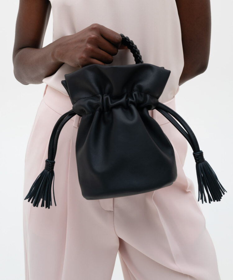 Athena Pouch in Black Smooth Leather