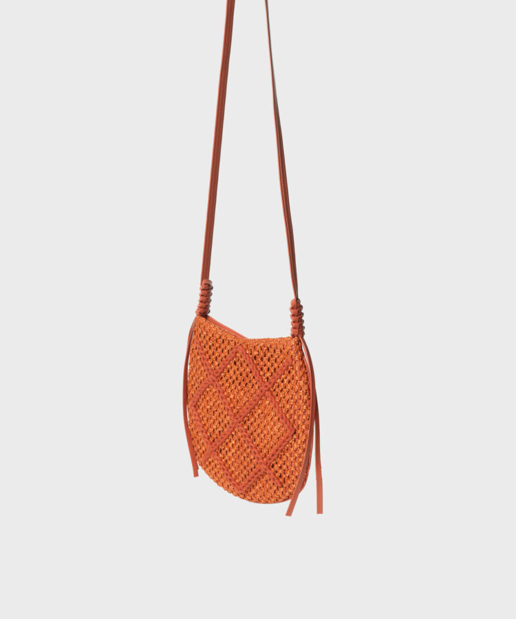Messenger in Orange Raffia & Leather