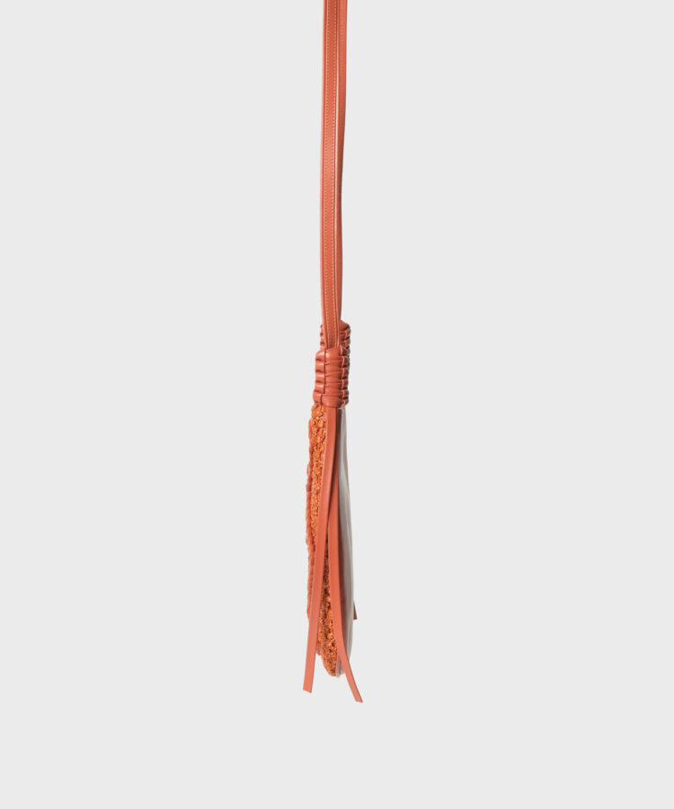 Messenger in Orange Raffia & Leather
