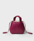 Mini Woven Basket in Pink Leather