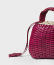 Mini Woven Basket in Pink Leather