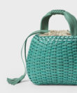Mini Woven Basket in Mint Leather