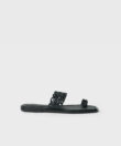 Alyssa Sandals in Black Grained Leather