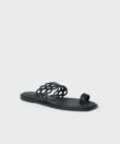 Alyssa Sandals in Black Grained Leather