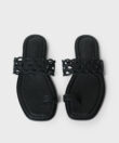 Alyssa Sandals in Black Grained Leather