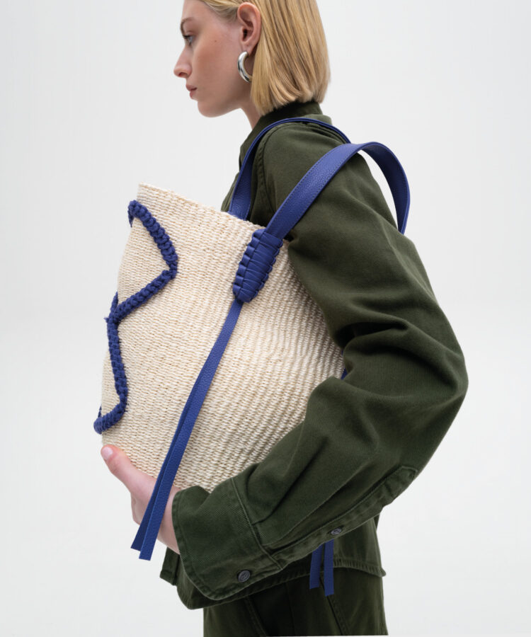 Zuri Basket Bag in Violet Leather