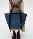 Tulip Bag in Black Leather & Canvas