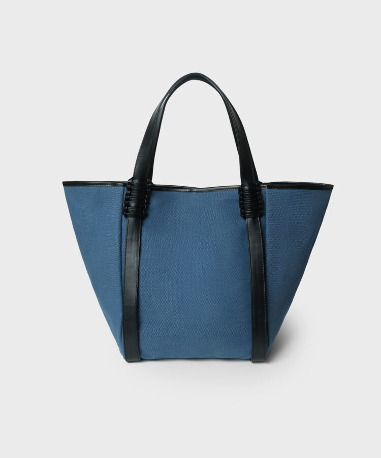 Tulip Bag in Black Leather & Canvas
