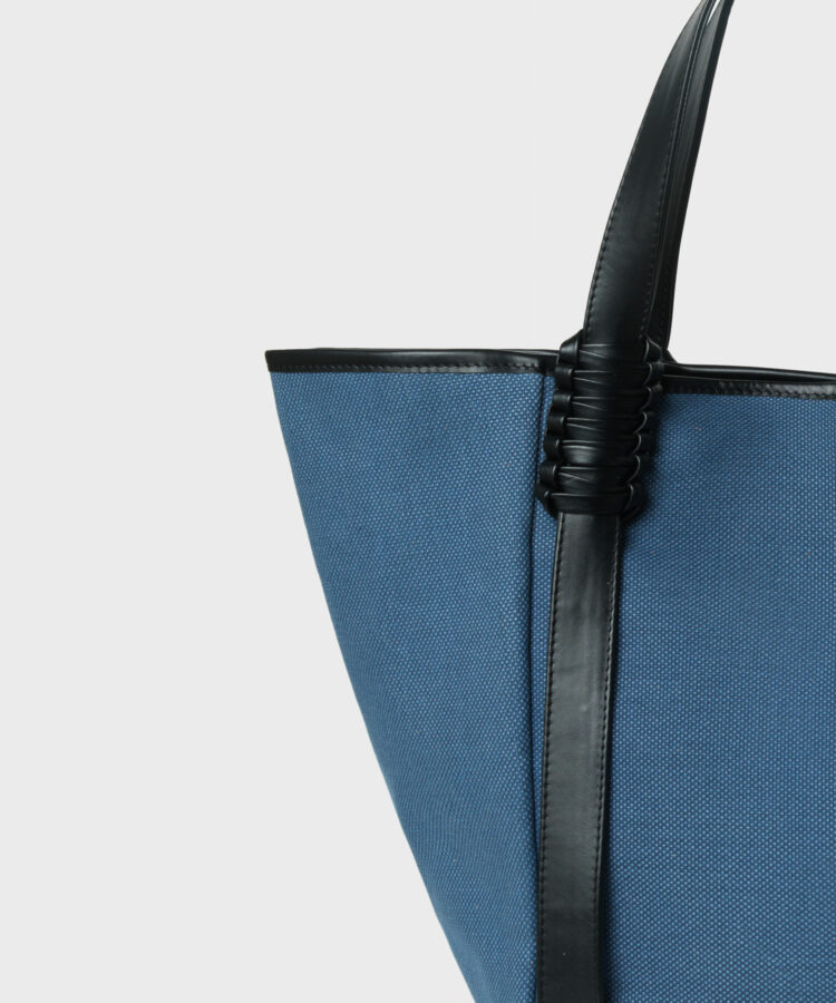 Tulip Bag in Black Leather & Canvas