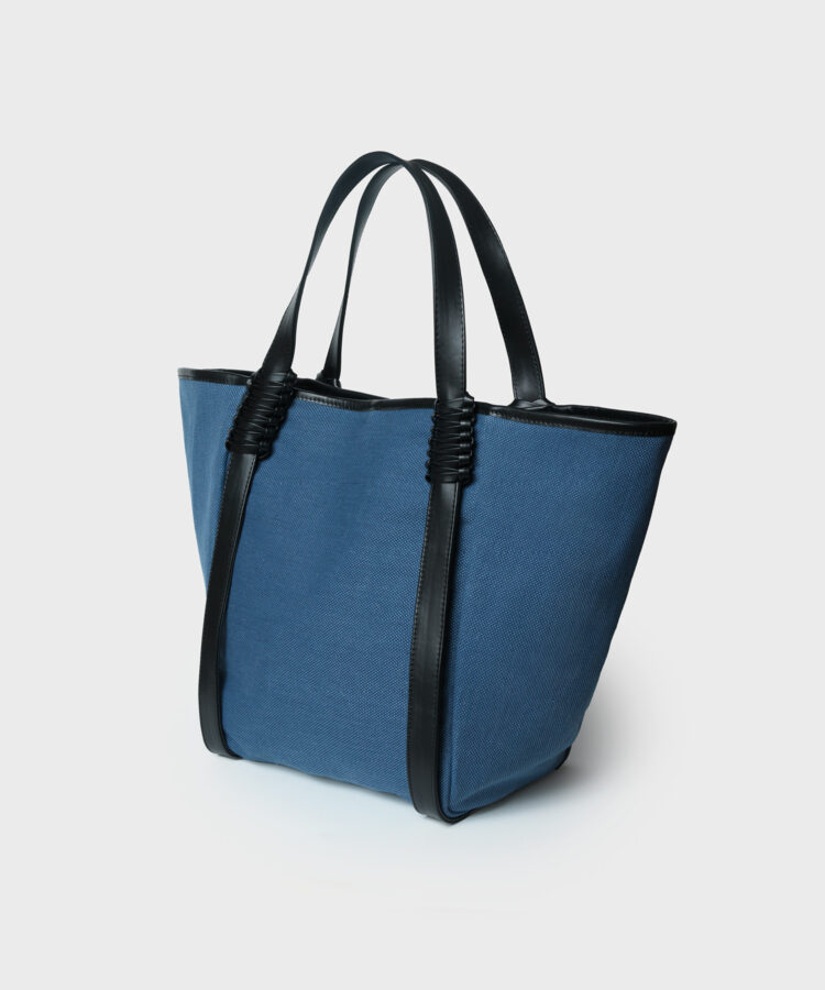Tulip Bag in Black Leather & Canvas