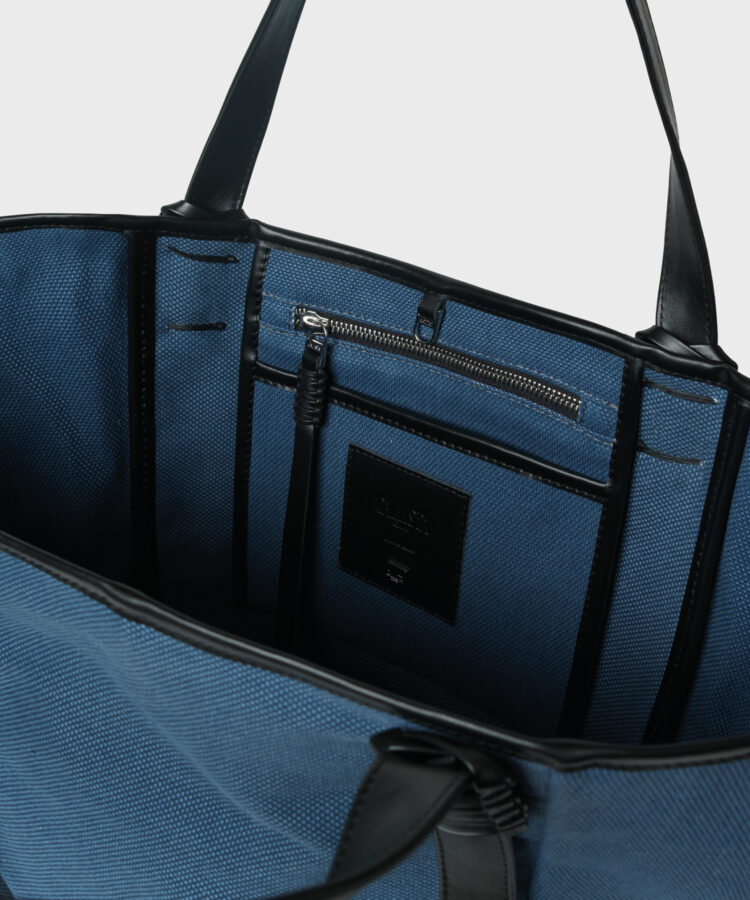 Tulip Bag in Black Leather & Canvas