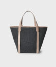 Tulip Bag in Latte Leather & Canvas