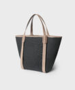 Tulip Bag in Latte Leather & Canvas