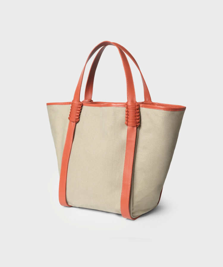 Tulip Bag in Orange Leather & Canvas