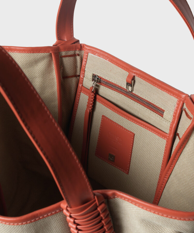 Tulip Bag in Orange Leather & Canvas