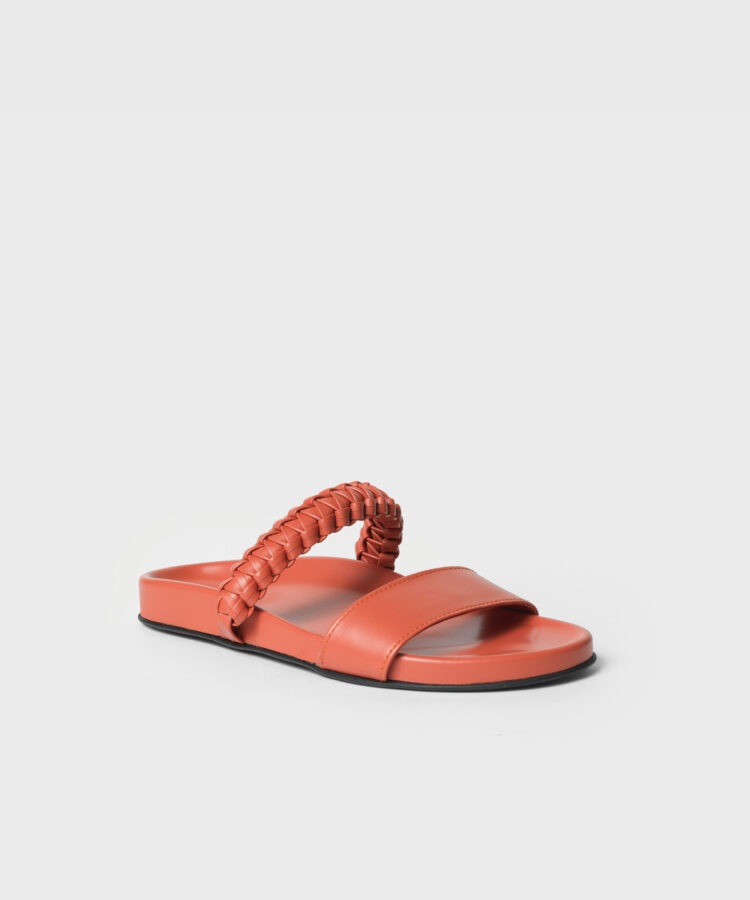 Macrame Leo Slides in Orange Leather