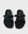 Macrame Leo Slides in Black Leather