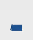 Long Zipped Card Holder in Blue Grained Leather
