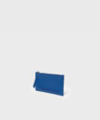 Long Zipped Card Holder in Blue Grained Leather