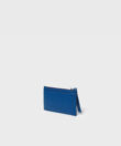 Long Zipped Card Holder in Blue Grained Leather
