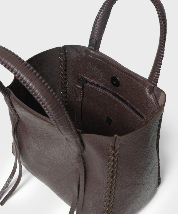 Mini Tote in Cocoa Grained Leather - Callista