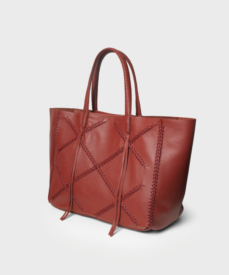 Cross Tote in Red Grained Leather