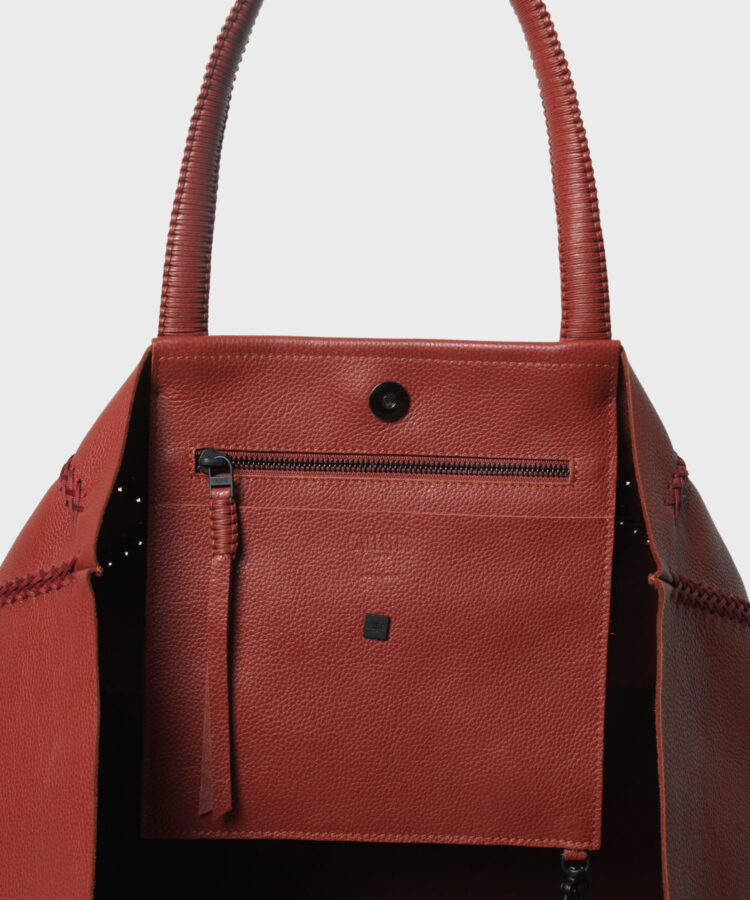 Cross Tote in Red Grained Leather