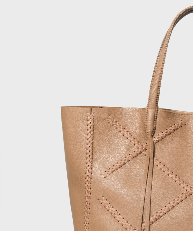 Cross Tote in Camel Grained Leather
