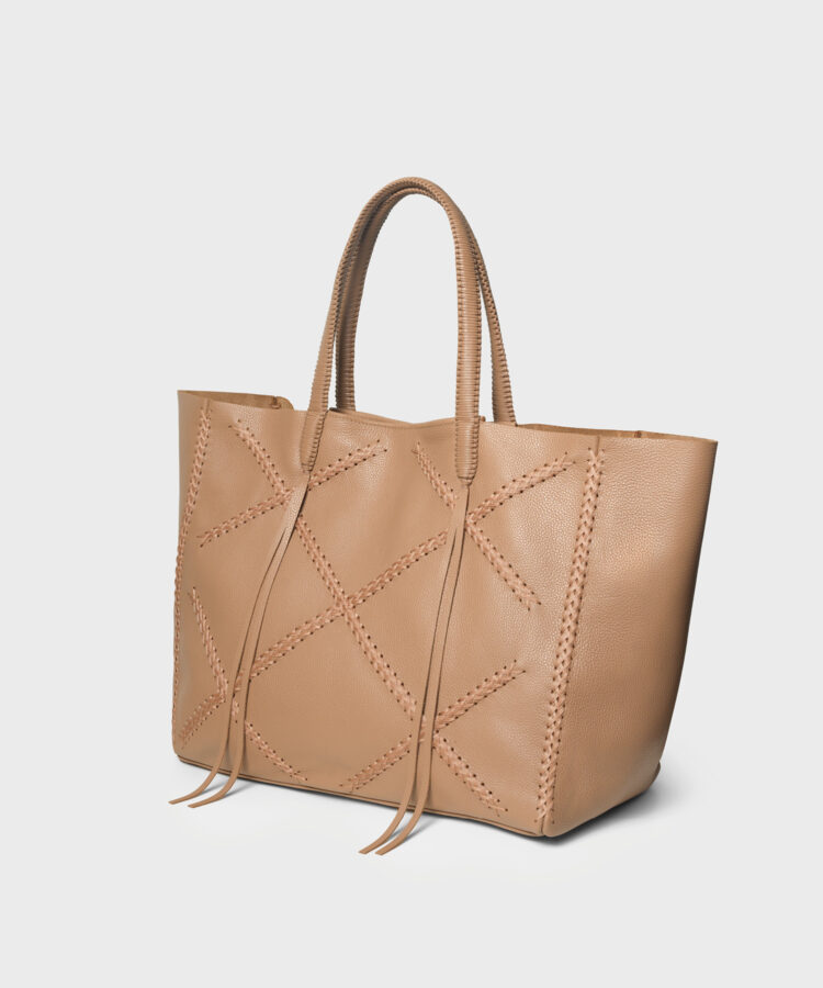Cross Tote in Camel Grained Leather