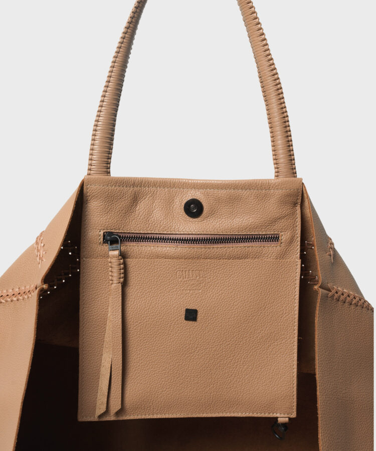 Cross Tote in Camel Grained Leather
