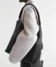 Duo Slim M Tote in Black/ Grey Grained Leather