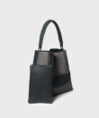 Duo Slim M Tote in Black/ Grey Grained Leather
