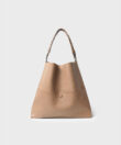 Slim M Stitch Tote in Camel Grained Leather