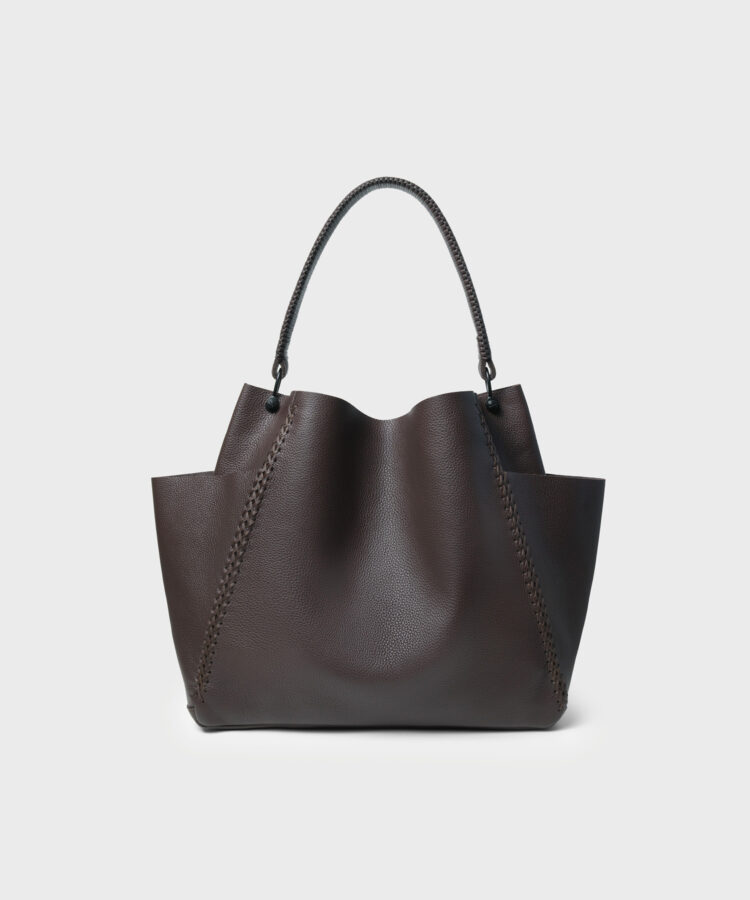 Shoulder Bag in Cocoa Grained Leather