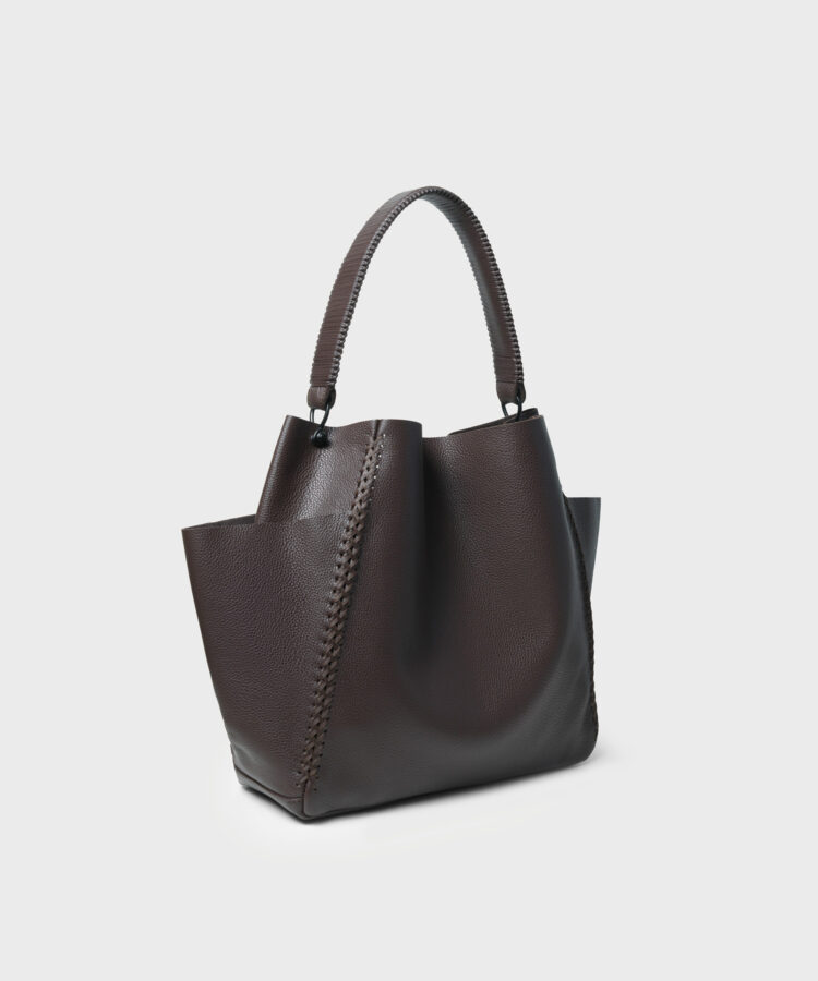 Shoulder Bag in Cocoa Grained Leather