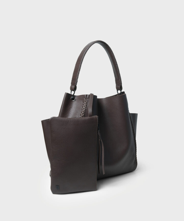 Shoulder Bag in Cocoa Grained Leather