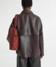 Loom Shoulder Bag in Red Grained Leather