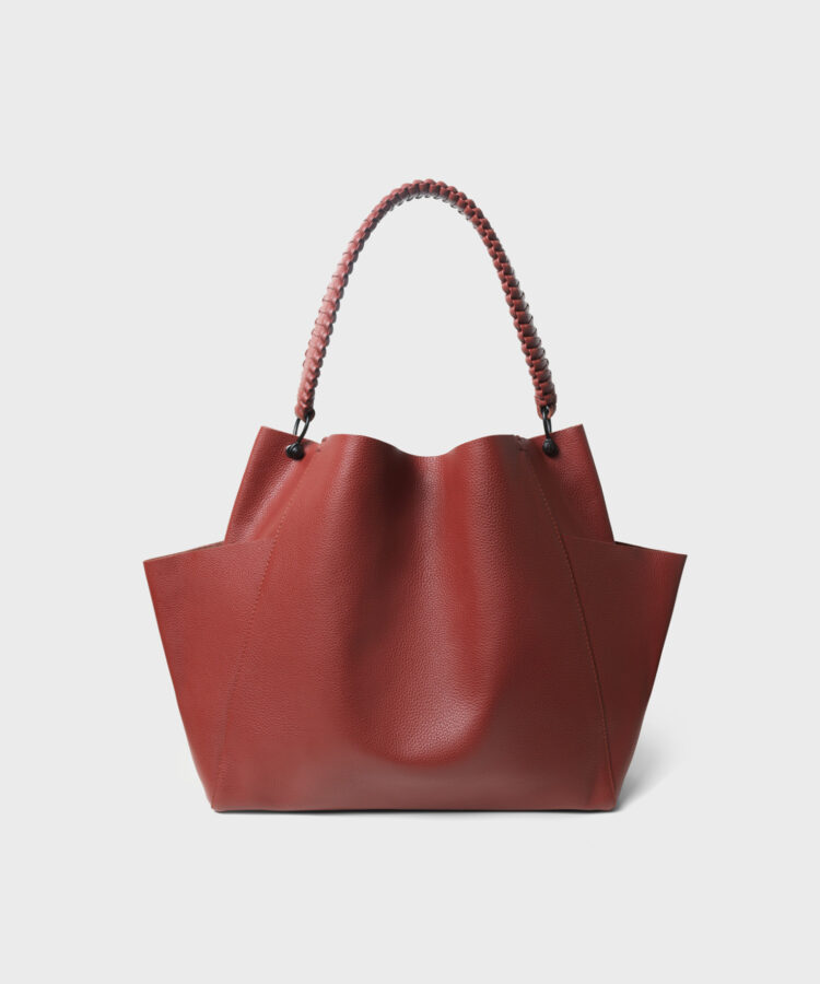 Loom Shoulder Bag in Red Grained Leather